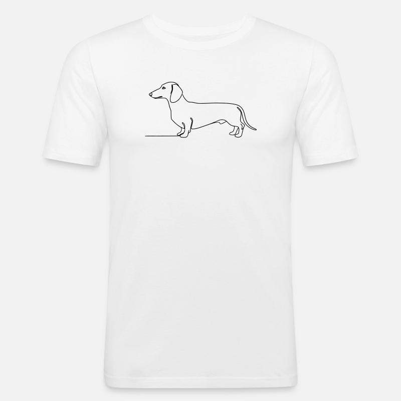 Dackel Teckel One Line Art - Männer Slim Fit T-Shirt - Weiß