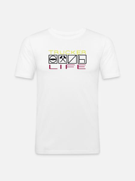 Trucker Life,Professional Driver,Long-Distance Driver - Men's Slim Fit T-Shirt - white
