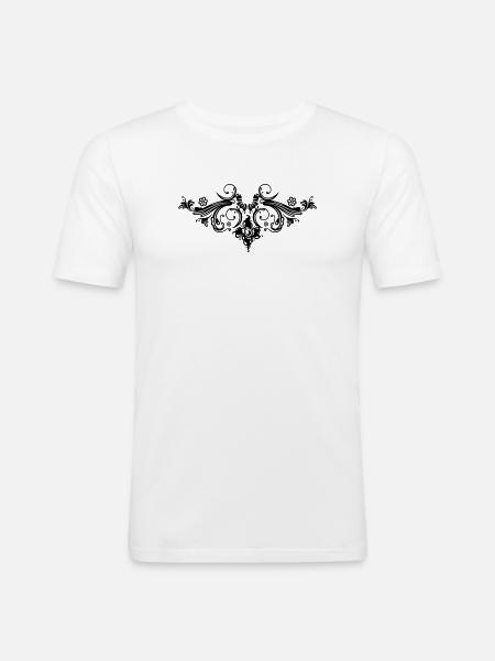 Filigrane Blumenranke, Barock Style. - Männer Slim Fit T-Shirt - Weiß