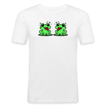 Kröte paar Frosch - Männer Slim Fit T-Shirt - Weiß - Vorne - Nik (191cm)