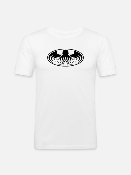 Cthulhu Dark Emblem Parodie - Männer Slim Fit T-Shirt - Weiß
