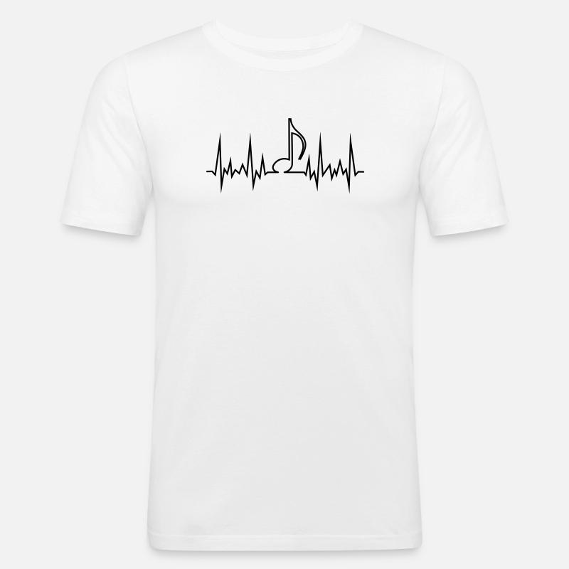 wave_note - Männer Slim Fit T-Shirt - Weiß