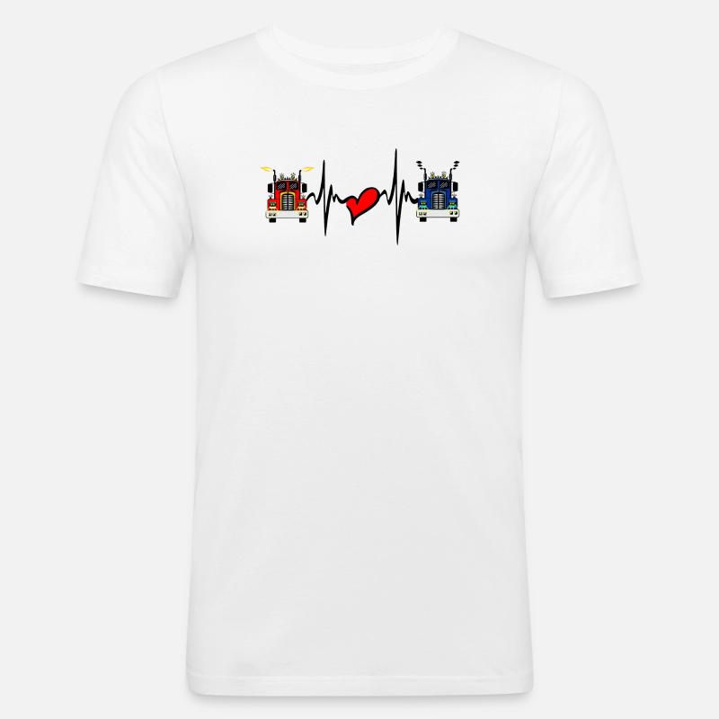Lkw-Lkw-Herzfrequenz - Männer Slim Fit T-Shirt - Weiß
