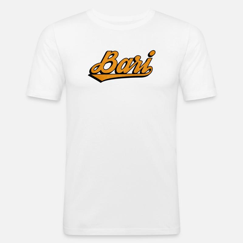 Bari Script: Orange Retro Logo - Men's Slim Fit T-Shirt - white