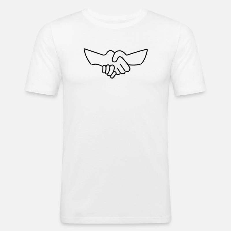 Hand shake -- ©roil - Männer Slim Fit T-Shirt - Weiß