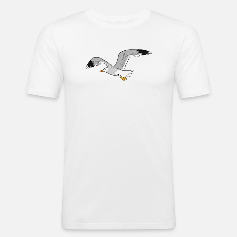 moewe vogel strand - Männer Slim Fit T-Shirt - Weiß