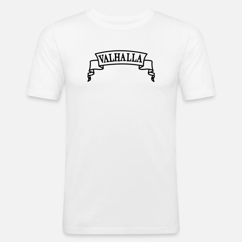 Walhalla im Banner - Männer Slim Fit T-Shirt - Weiß