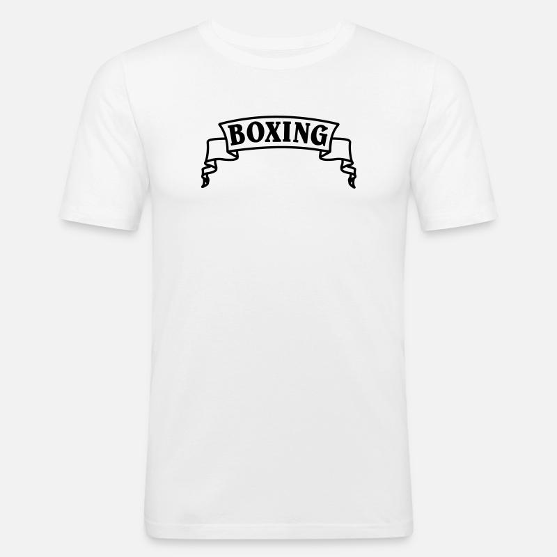 Boxen Boxtext in Wimpel oder Banner - Männer Slim Fit T-Shirt - Weiß