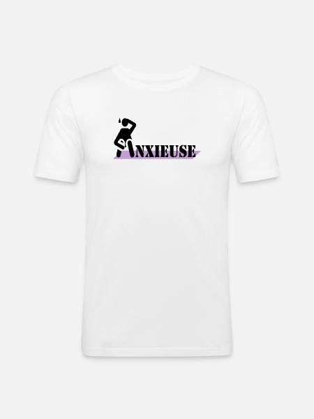 Anxieuse - T-shirt près du corps Homme - blanc