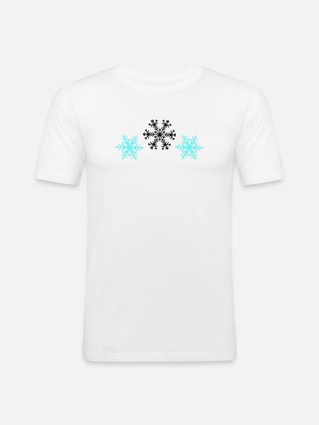 Schneeflocken - Männer Slim Fit T-Shirt - Weiß