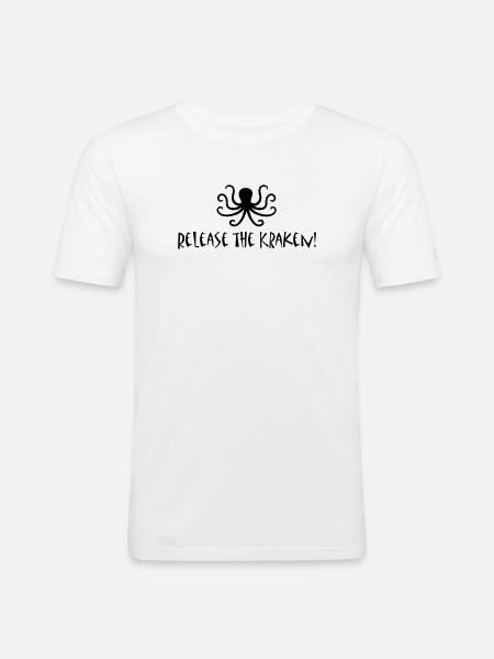 Release the Kraken - Men's Slim Fit T-Shirt - white