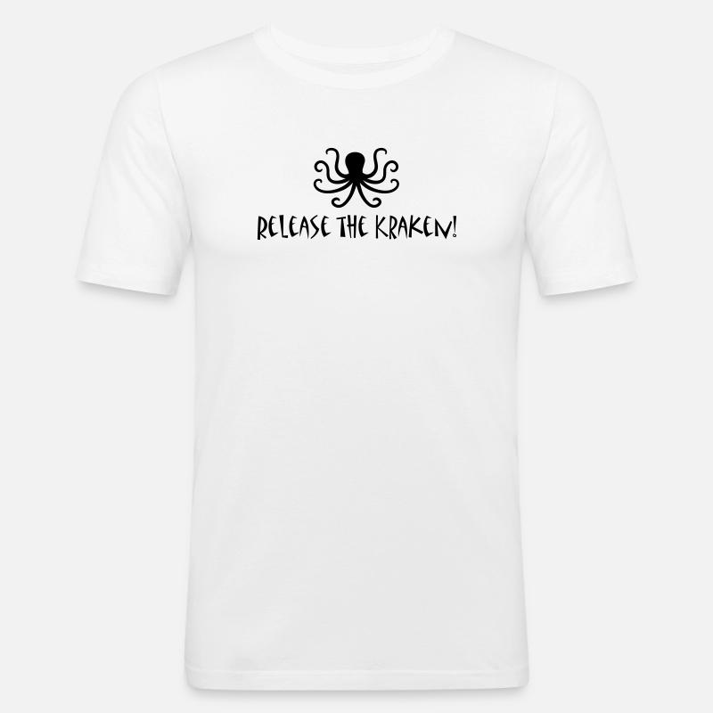 Release the Kraken - Männer Slim Fit T-Shirt - Weiß