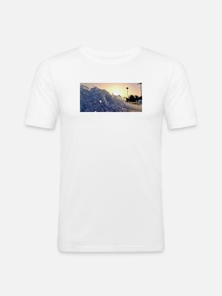 Vague de Plage Nocturne - T-shirt près du corps Homme - blanc
