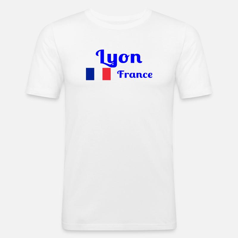 Lyon Frankreich - Stilvolle Drucke - Männer Slim Fit T-Shirt - Weiß