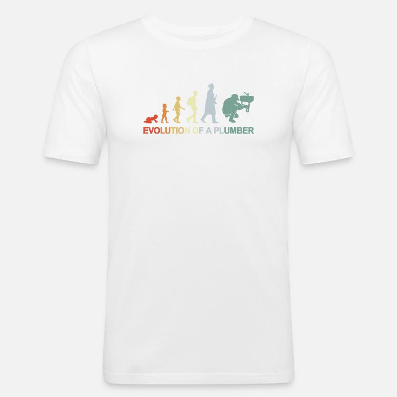 Plumber Evolution - Men's Slim Fit T-Shirt - white