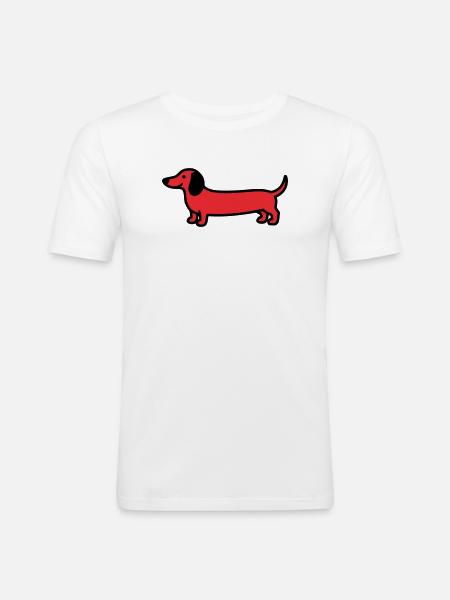 Hunting Dog Dachshund Profile Vector - Men's Slim Fit T-Shirt - white