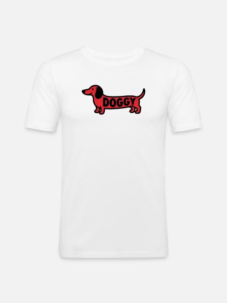 Dachshund Dog Doggy Saying Red - Men's Slim Fit T-Shirt - white