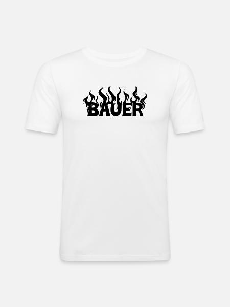 Bauer lodernde Flammen - Männer Slim Fit T-Shirt - Weiß