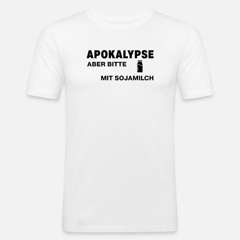 Apokalypse – aber bitte mit Sojamilch - Männer Slim Fit T-Shirt - Weiß