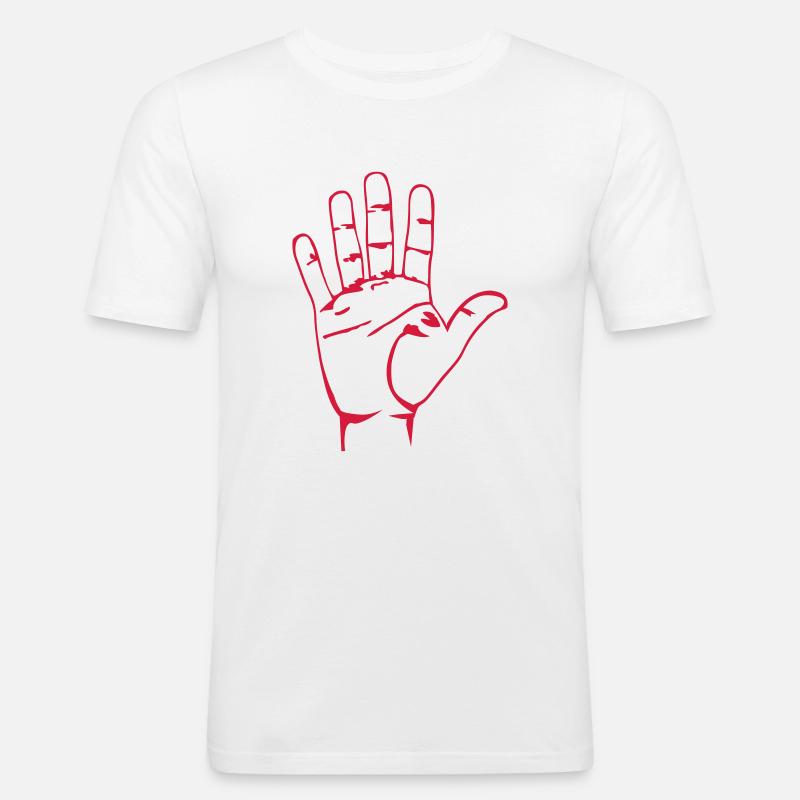 Hand - Männer Slim Fit T-Shirt - Weiß