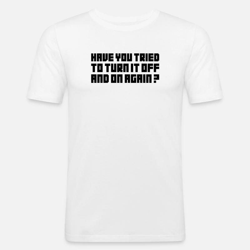 Turn it off and on again - Men's Slim Fit T-Shirt - white