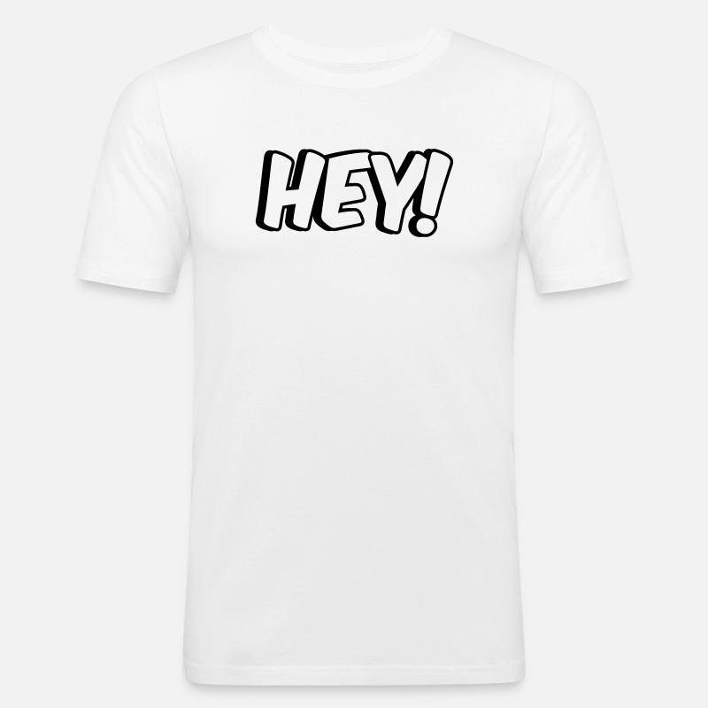 Hey! Comic Design - Männer Slim Fit T-Shirt - Weiß