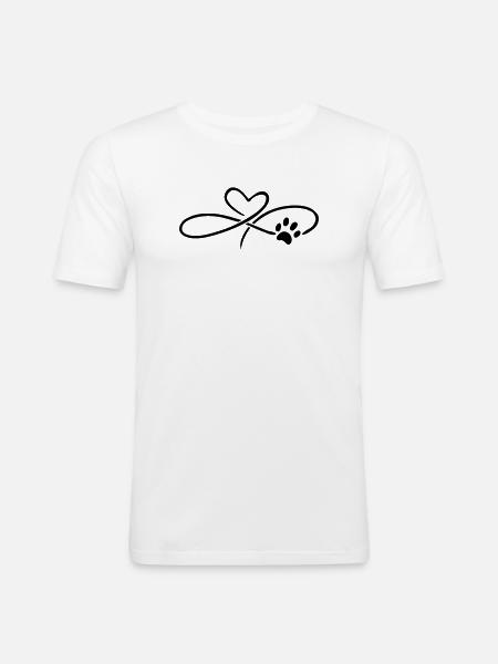 Infinity Heart with Paw Dog Cat - Men's Slim Fit T-Shirt - white