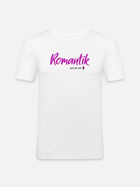 Romantik LED - Männer Slim Fit T-Shirt - Weiß
