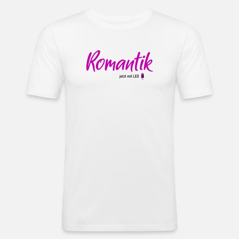 Romantik LED - Männer Slim Fit T-Shirt - Weiß