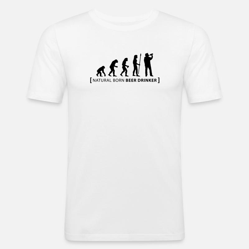 evolution_beer_drinker - T-shirt près du corps Homme - blanc