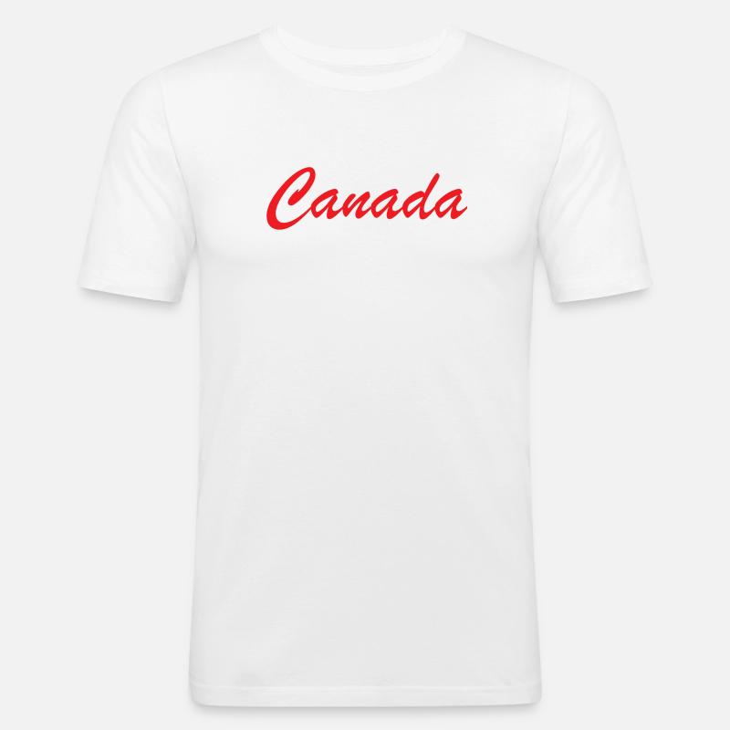 Canada Script Lettering Red - Men's Slim Fit T-Shirt - white