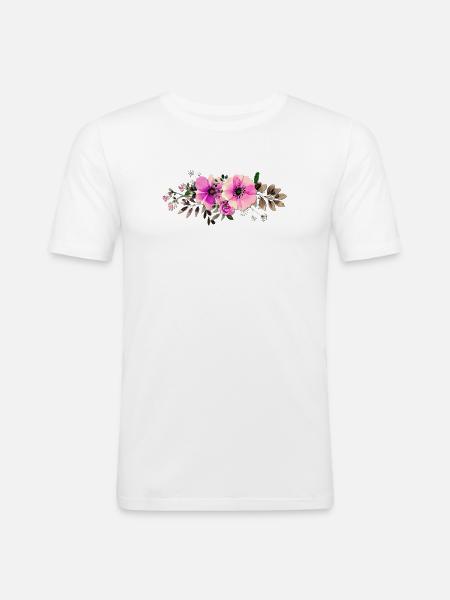 Aquarell Pinkrosen Linie - Männer Slim Fit T-Shirt - Weiß
