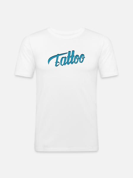 Tattoo Script in Teal - Men's Slim Fit T-Shirt - white