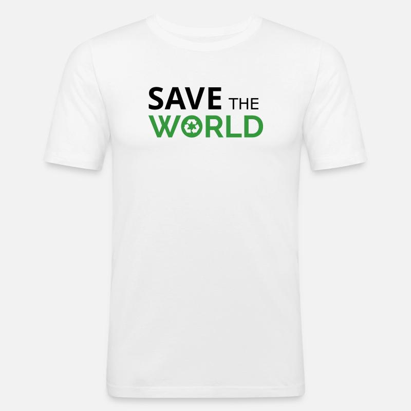 Save the world - Men's Slim Fit T-Shirt - white