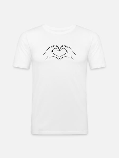 Heart Hands Line Art | K-Pop Love - Men's Slim Fit T-Shirt - white