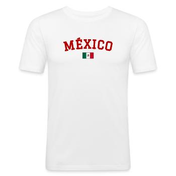 Drapeau du Mexique Rouge - T-shirt près du corps Homme - blanc - Devant - Nik (191cm)