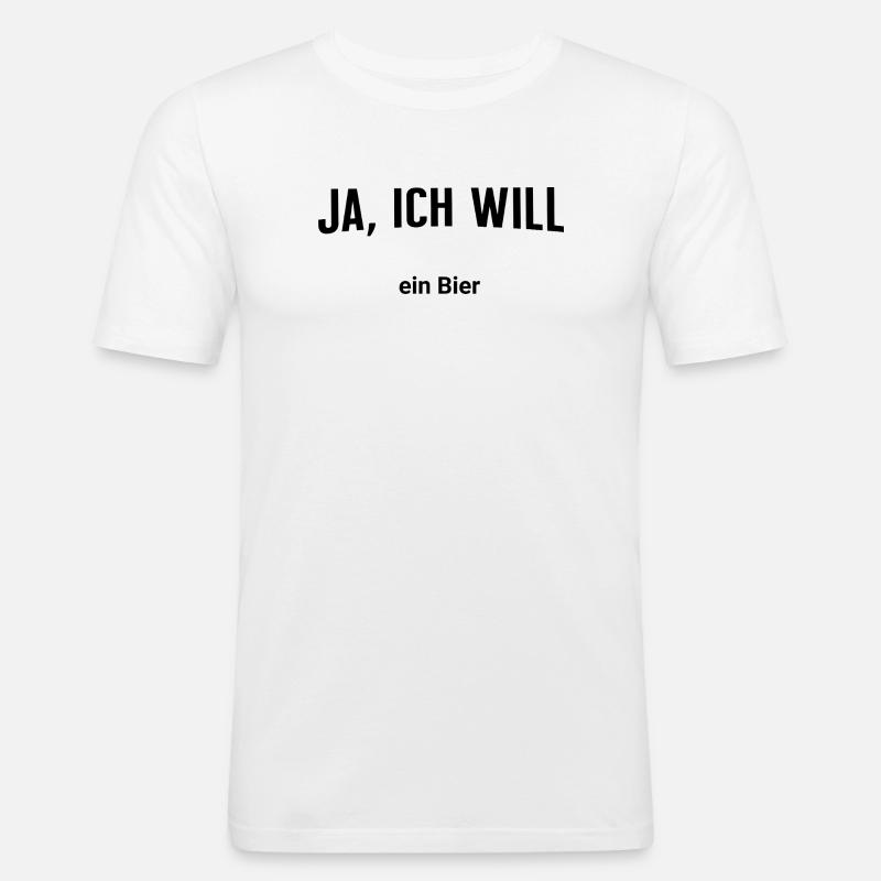 Ja, ich will - Ein Bier - Männer Slim Fit T-Shirt - Weiß