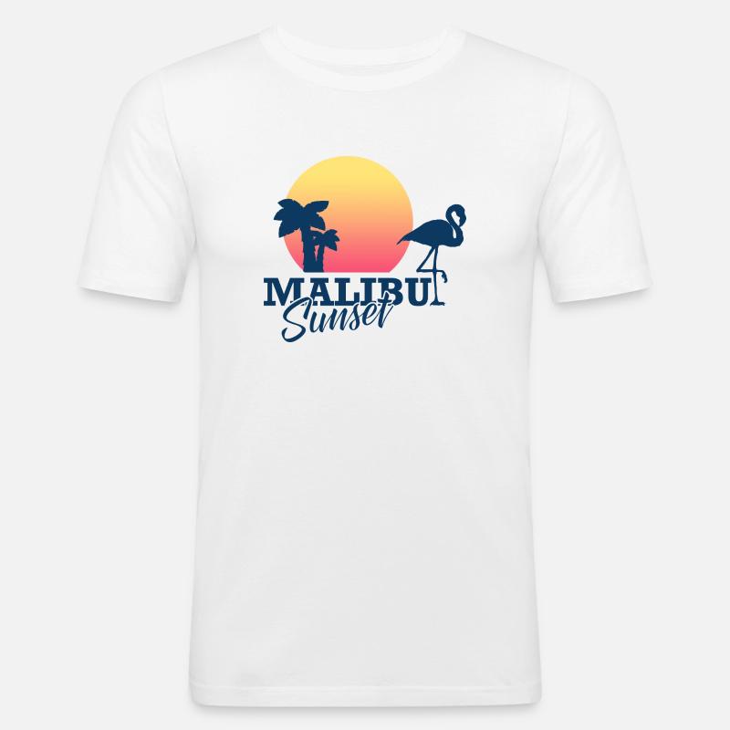 Malibu Sunset - Männer Slim Fit T-Shirt - Weiß
