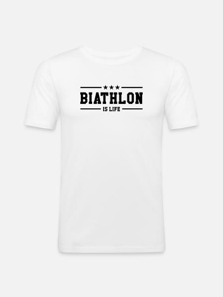 Biathlon is life - Men's Slim Fit T-Shirt - white