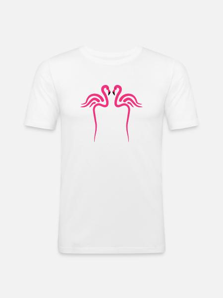 Flamingo, Flamingos - Men's Slim Fit T-Shirt - white