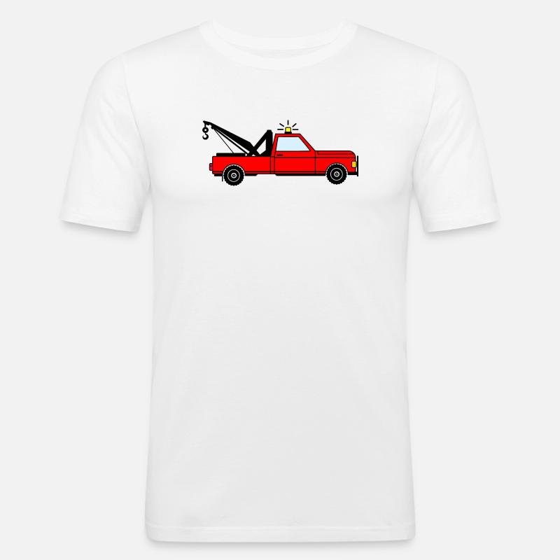 Abschleppwagen rot - Männer Slim Fit T-Shirt - Weiß