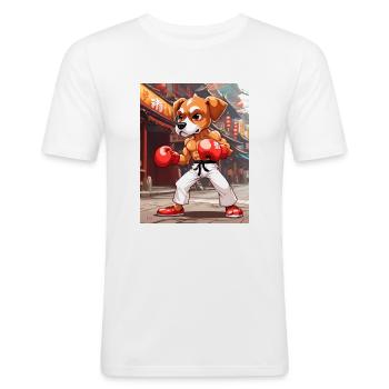 Zeig deinen Kampfgeist - Männer Slim Fit T-Shirt - Weiß - Vorne - Nik (191cm)