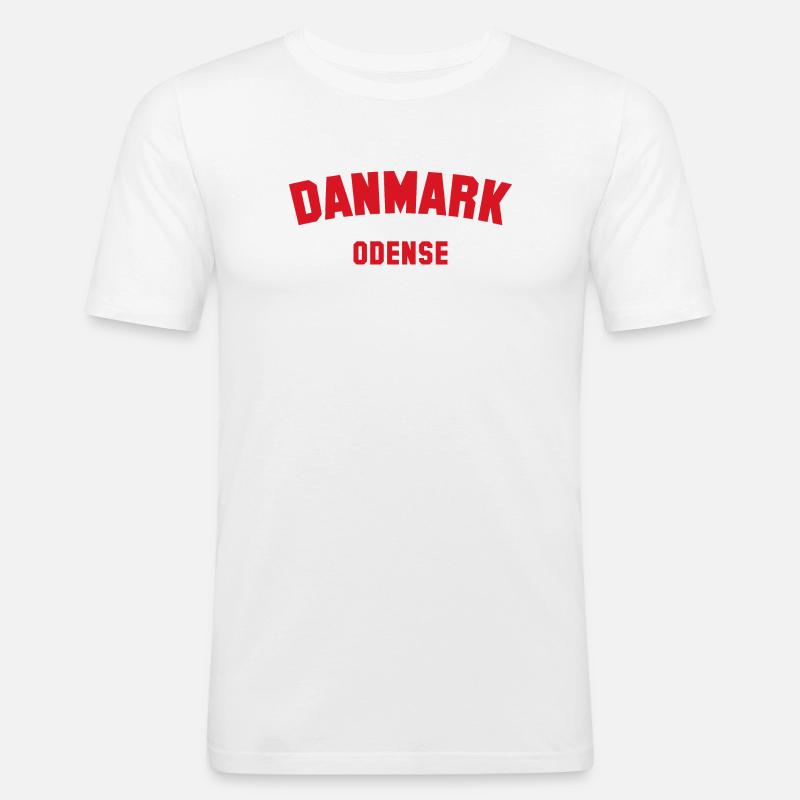 ODENSE Denmark - Männer Slim Fit T-Shirt - Weiß