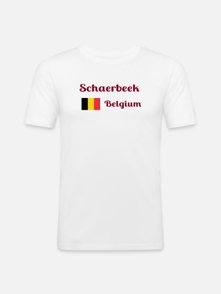 Schaerbeek Belgium- Stylish prints - Men's Slim Fit T-Shirt - white