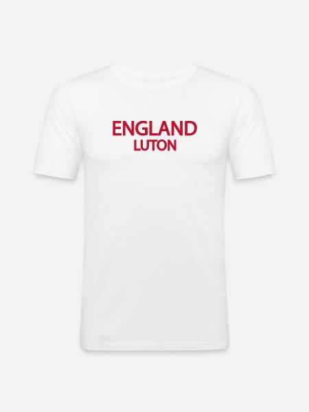 Englisches Landschaftsmotiv in Rotton - Männer Slim Fit T-Shirt - Weiß