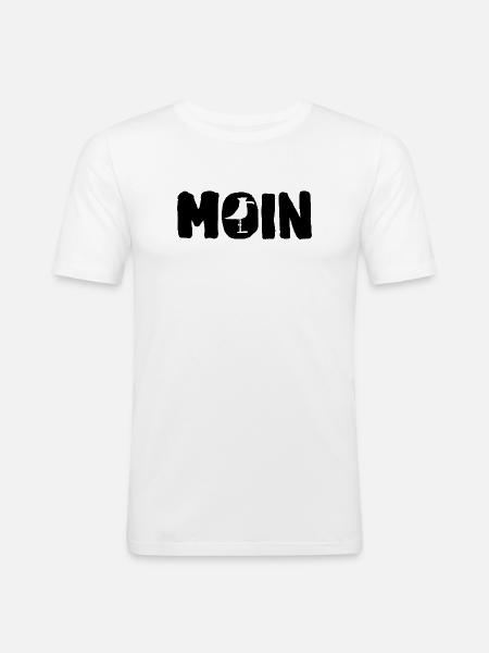 Moin mit die Möwe - Männer Slim Fit T-Shirt - Weiß