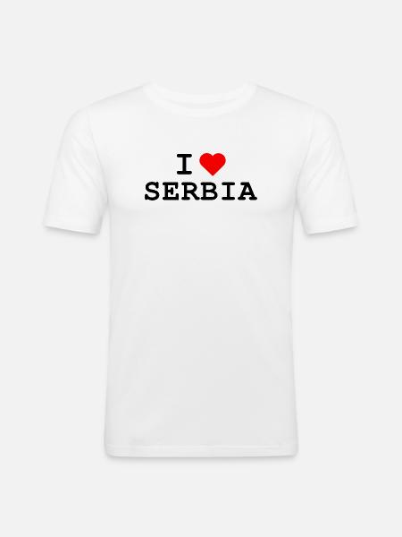 Ich liebe Serbien - J’aime la Serbie - T-shirt près du corps Homme - blanc