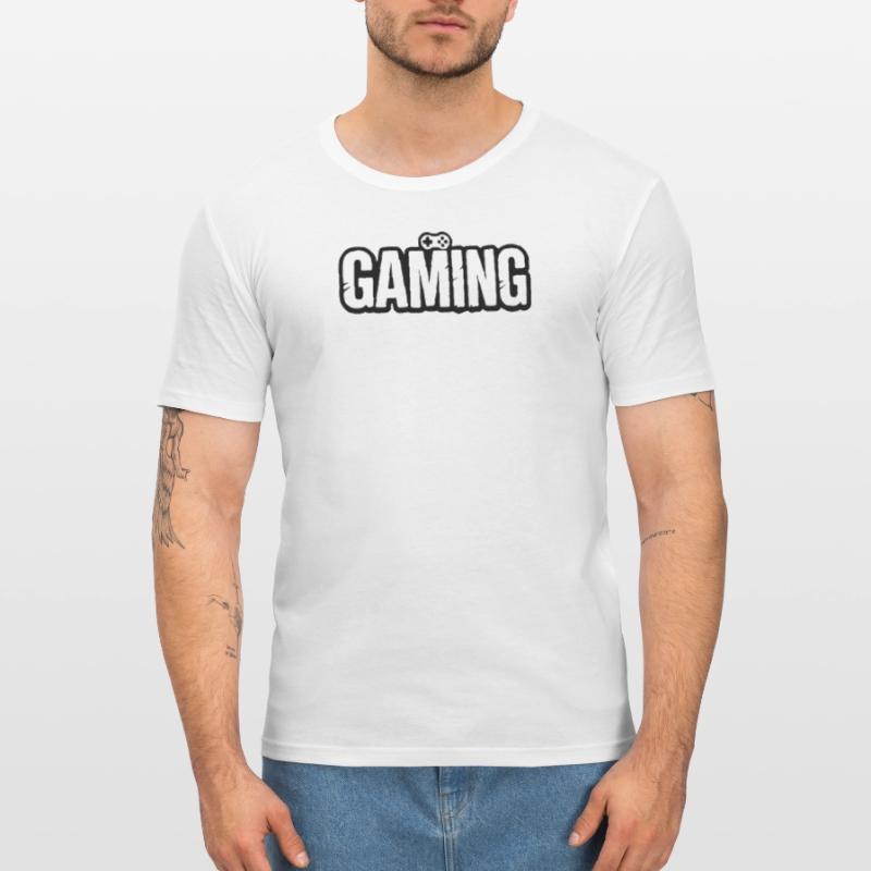 Gaming_Schrift_mit_Conroller Männer Slim Fit T-Shirt