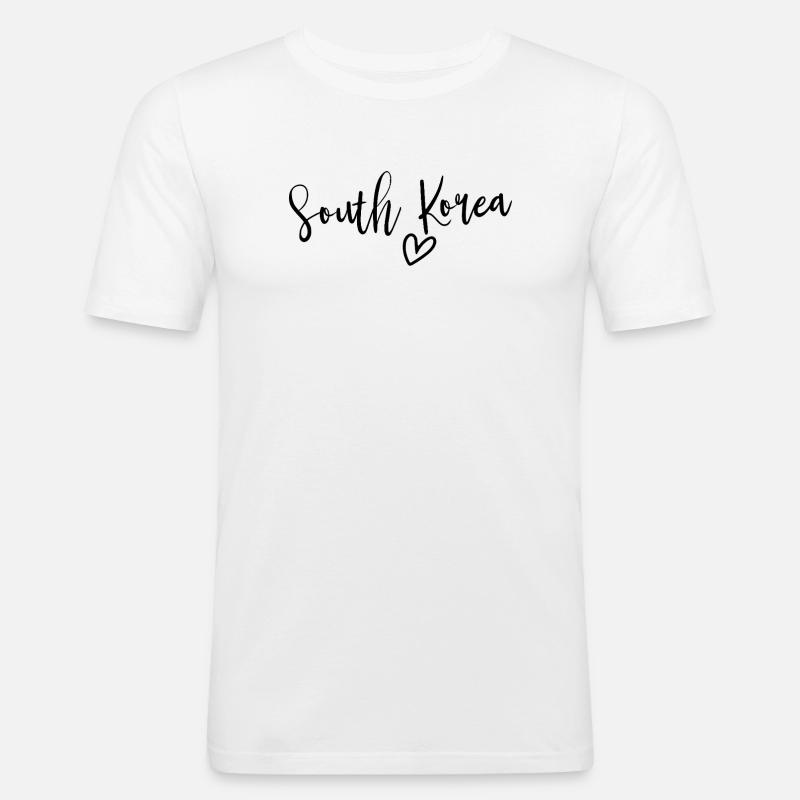 Corea del Sud Cuore Amore delle Donne Corea del Sud - Maglietta aderente da uomo - bianco