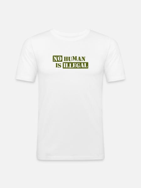 No Human Is Illegal - Men's Slim Fit T-Shirt - white